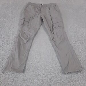 PacSun Pants Mens Large Grey Cargo Eco Stretch Slim Tapered Bungee Hem Utility